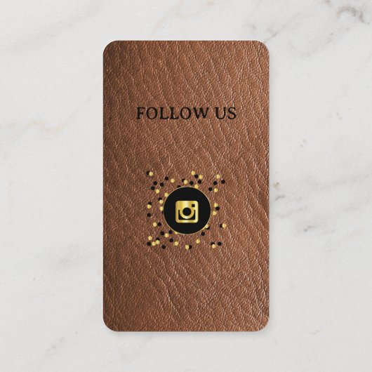 Leather Brown - Social Media QR Code Visitekaartje (Achterkant)