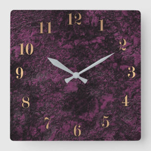 Leather Burgundy texture Square Wall Clock Vierkante Klok