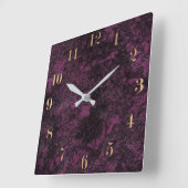 Leather Burgundy texture Square Wall Clock Vierkante Klok (Hoek)