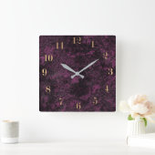 Leather Burgundy texture Square Wall Clock Vierkante Klok (Huis)