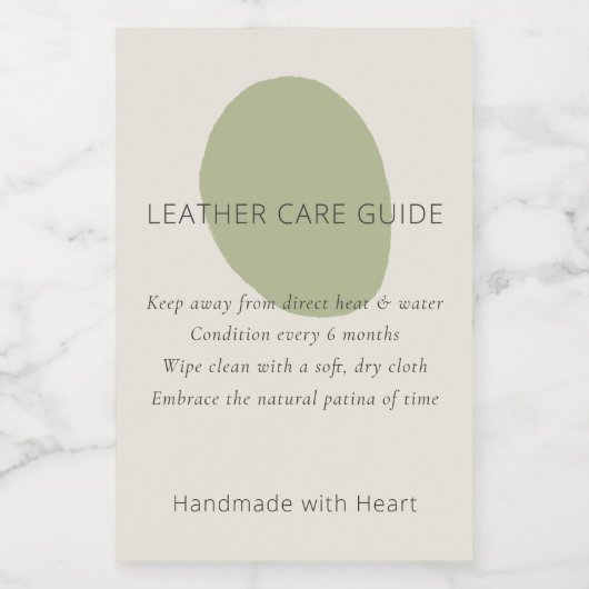 Leather Care Guide Sage Artisan 2x3 Custom Label Wijn Etiket (Enkel label)