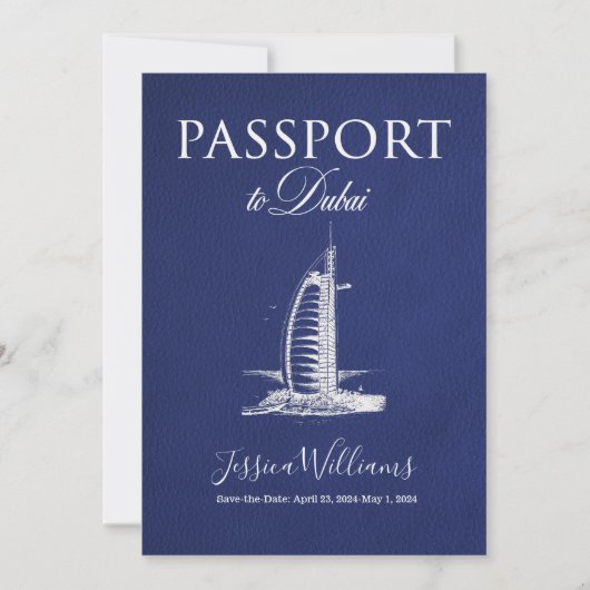 Leather Dubai Passport Sla de datum op Kaart (Voorkant)
