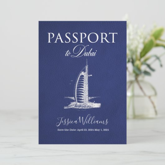 Leather Dubai Passport Sla de datum op Kaart (Staand voorkant)