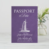 Leather Dubai Passport Wedding Save the Date Kaart (Staand voorkant)