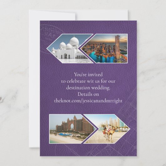 Leather Dubai Passport Wedding Save the Date Kaart (Achterkant)