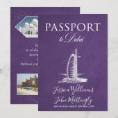 Leather Dubai Passport Wedding Save the Date Kaart (Voorkant / Achterkant)