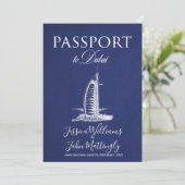 Leather Dubai Passport Wedding Save the Date Kaart (Staand voorkant)