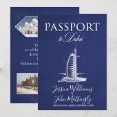 Leather Dubai Passport Wedding Save the Date Kaart (Voorkant / Achterkant)