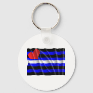 LEATHER FLAG WAVY SLEUTELHANGER