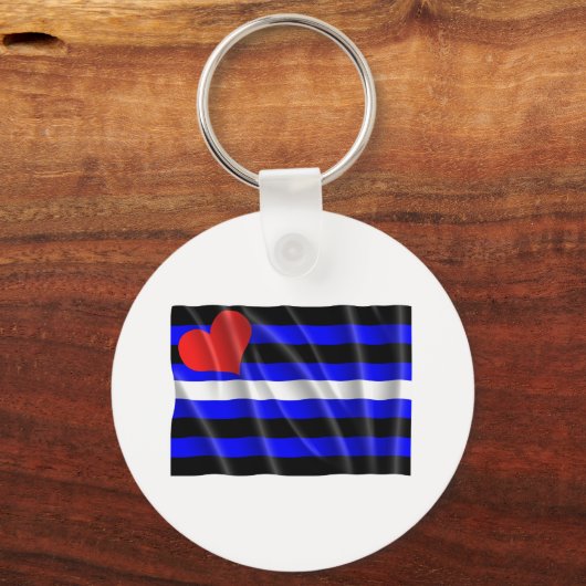 LEATHER FLAG WAVY SLEUTELHANGER (Voorkant)