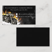 Leather & Flames Biker RSVP Receptiekaart Informatiekaartje (Voorkant / Achterkant)