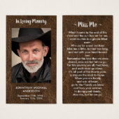 Leather Funeral Sympathy Memorial Prayer Kaart (Voorkant /achterkant)