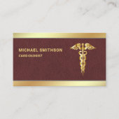 Leather Gold Caduceus Symbool Medical Professional Visitekaartje (Voorkant)