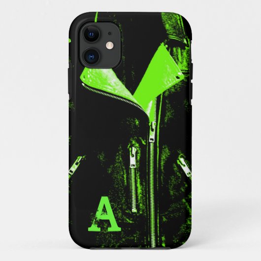Leather Jacket Green monogram iPhone 5 hoesje (Achterkant)