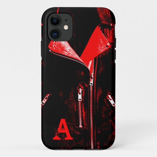 Leather Jacket Red "Monogram" iPhone 5 hoesje (Achterkant)