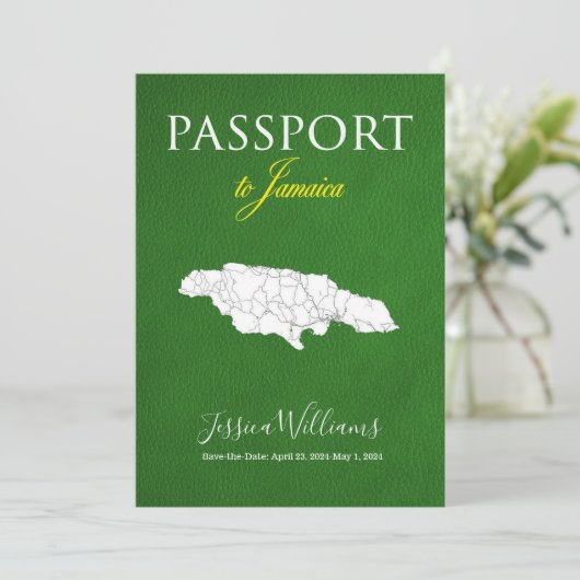 Leather Jamaica Passport Sla de datum op Kaart (Staand voorkant)