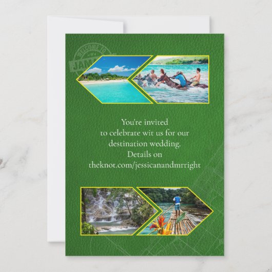 Leather Jamaica Passport Wedding Save the Date Kaart (Achterkant)