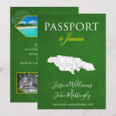 Leather Jamaica Passport Wedding Save the Date Kaart (Voorkant / Achterkant)