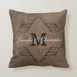 Leather Kijk Monogram Weddenschap Kussen