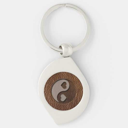 Leather-Kijk Yin Yang Heart Sleutelhanger (Voorkant)