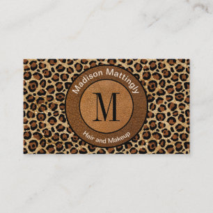 Leather Leopard  Modern Boho Chic Monogram Visitekaartje