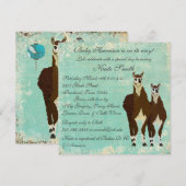 Leather Llamas Baby Invitation Kaart (Voorkant / Achterkant)
