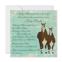 Leather Llamas Baby Invitation