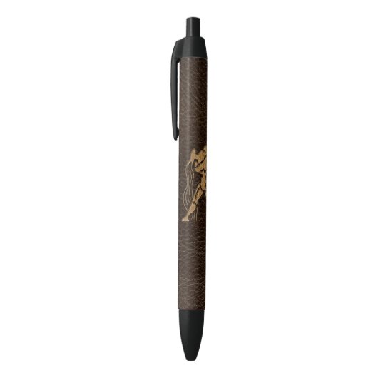 Leather-look Aquarius Zwarte Inkt Pen (Top (Verticaal))