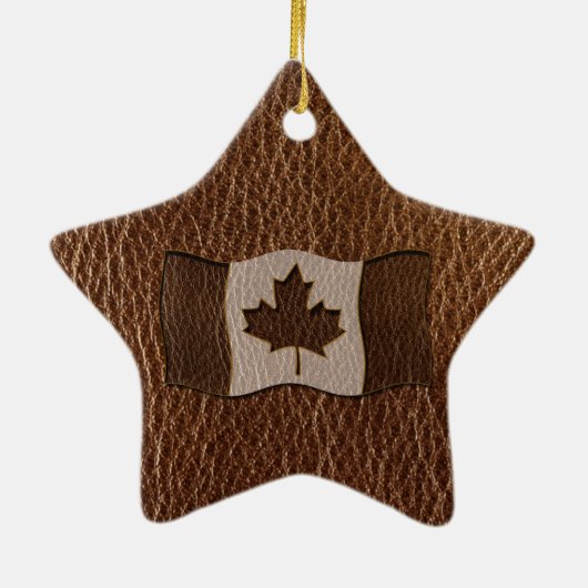 Leather-look Canada Flag Keramisch Ornament (Achterkant)