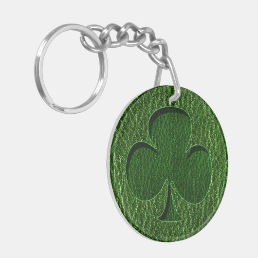 Leather-look Irish Clover Sleutelhanger (Voorkant Links)