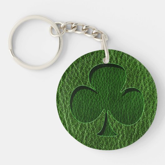 Leather-look Irish Clover Sleutelhanger (Voorkant)