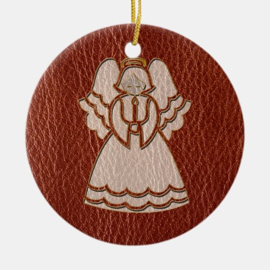 Leather-look-kerstengel Keramisch Ornament (Voorkant)