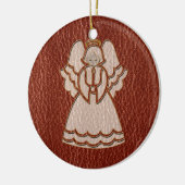 Leather-look-kerstengel Keramisch Ornament (Links)