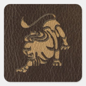 Leather-look Leo Vierkante Sticker (Voorkant)