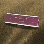 Leather Look Maroon Customizable Bureau Naambordje