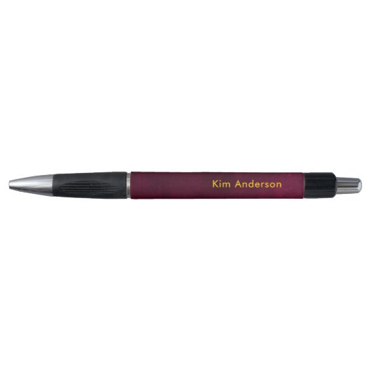 Leather Look Maroon Pen with Customizable Name (Voorkant)