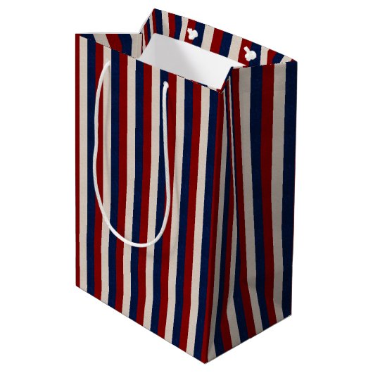 LEATHER LOOK PATRIOTIC STRIPES-GIFT BAG M MEDIUM CADEAUZAKJE (Achterkant Gekanteld)