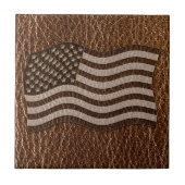 Leather-look USA Flag Tegeltje (Voorkant)