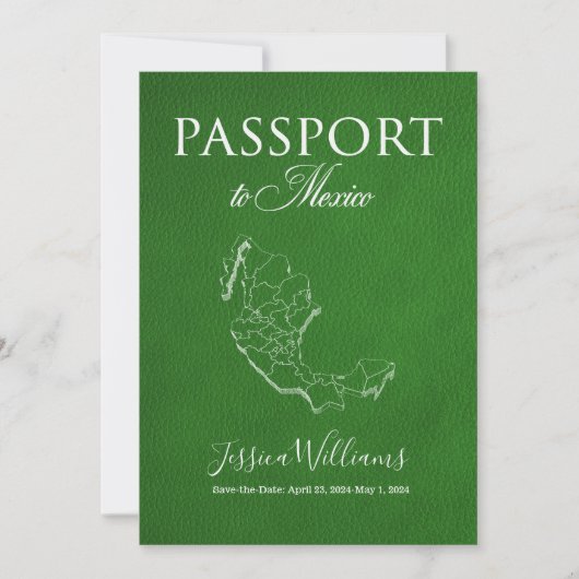 Leather Mexico Passport Save the Date Kaart (Voorkant)