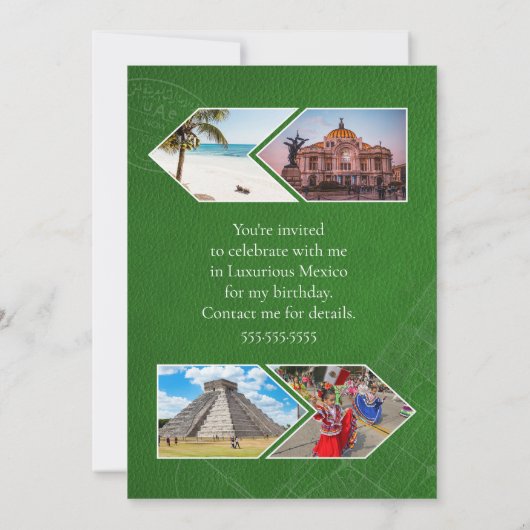 Leather Mexico Passport Save the Date Kaart (Achterkant)