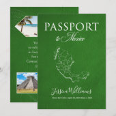 Leather Mexico Passport Save the Date Kaart (Voorkant / Achterkant)