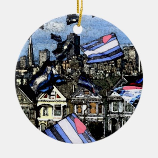 Leather Pride Flags Over San Francisco Keramisch Ornament (Voorkant)