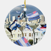 Leather Pride Flags Over San Francisco Keramisch Ornament (Achterkant)