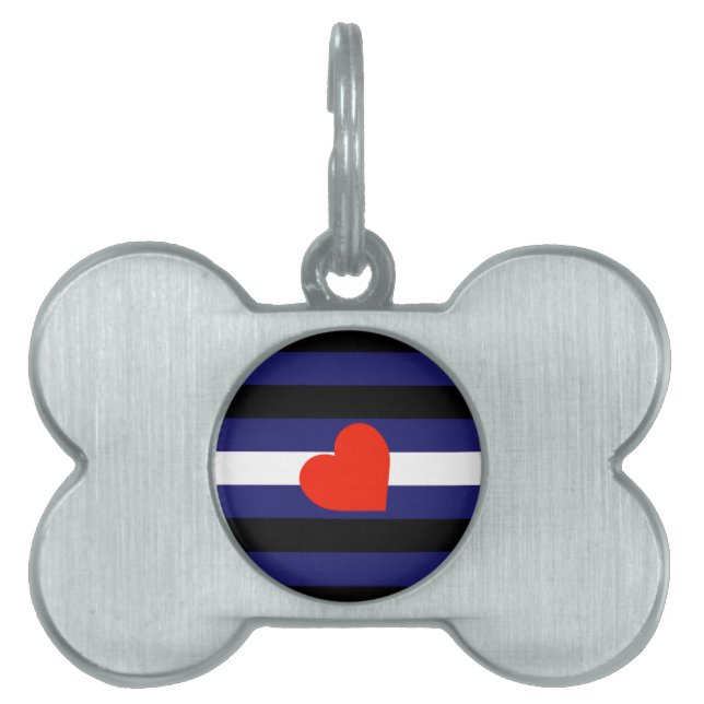 LEATHER PRIDE STRIPED HEART HORIZONTAL - PRID 2014 HUISDIEREN NAAMPLAATJE (voorkant)