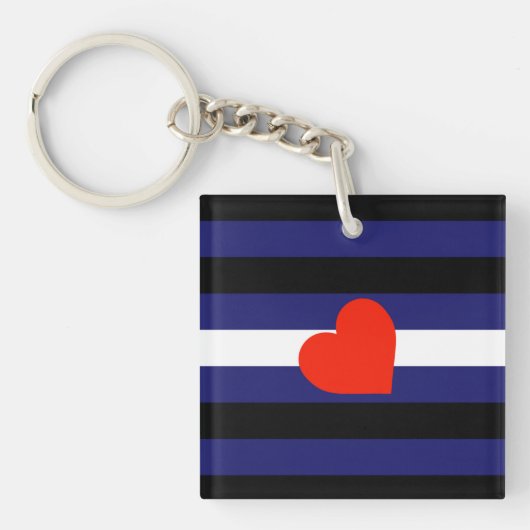 LEATHER PRIDE STRIPED HEART HORIZONTAL - PRID 2014 SLEUTELHANGER (Voorkant)