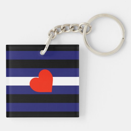 LEATHER PRIDE STRIPED HEART HORIZONTAL - PRID 2014 SLEUTELHANGER (Achterkant)