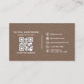 Leather QR Code Hair Stylist Visitekaartje (Achterkant)