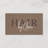 Leather QR Code Hair Stylist Visitekaartje (Voorkant)