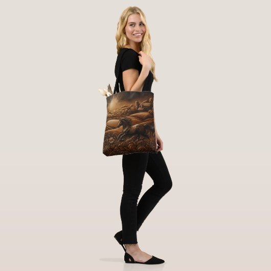 Leather Ranch Sunrise Tote Bag (Op model)
