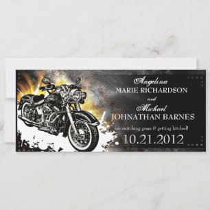 Leather Studded Biker Wedding Invitation Save The Date